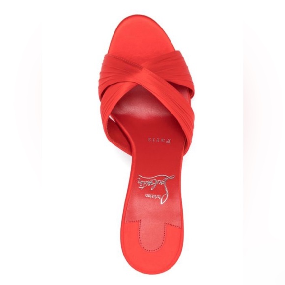 Christian Louboutin NICOLE IS BACK 85 Crepe Silk Mules Sandals Heels Shoes NWT - Picture 5 of 8